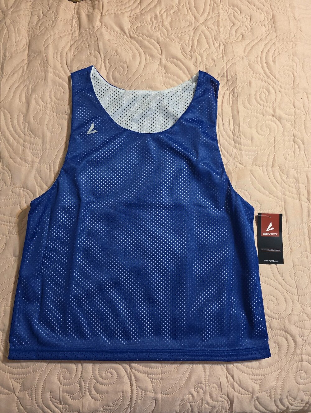 NWT Youth BSN Sports Royal Blue And White Reversible Mesh Tank L/XL